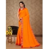 Generic Women's Vichitra Bandhini Saree With Unstitched Blouse (Yellow, 5-6 Mtrs)