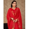 Generic Women's Vichitra Bandhini Saree With Unstitched Blouse (Red, 5-6 Mtrs)