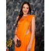 Generic Women's Chiffon Fabric Plain Saree With Unstitched Blouse (Yellow, 5-6 Mtrs)
