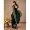Generic Women's Chiffon Fabric Plain Saree With Unstitched Blouse (Green, 5-6 Mtrs)