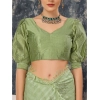 Generic Women's Chiffon Fabric Line Saree With Unstitched Blouse (Green, 5-6 Mtrs)