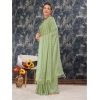 Generic Women's Chiffon Fabric Line Saree With Unstitched Blouse (Green, 5-6 Mtrs)