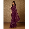Generic Women's Zomto Laheriya Saree With Unstitched Blouse (Wine, 5-6 Mtrs)