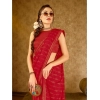 Generic Women's Zomto Laheriya Saree With Unstitched Blouse (Red, 5-6 Mtrs)
