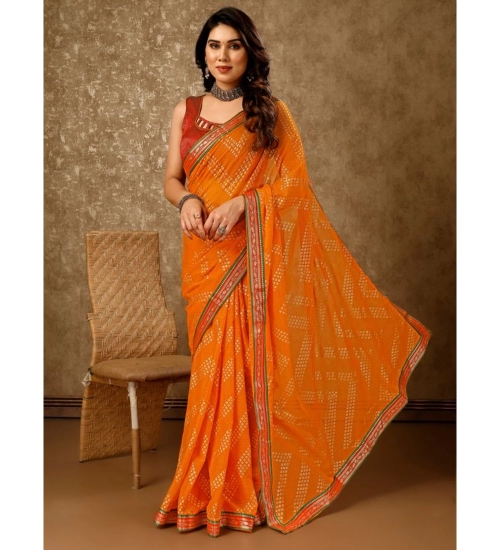 Generic Women's Zomto Zig Zag Saree With Unstitched Blouse (Yellow, 5-6 Mtrs) Generic Women's Zomto Zig Zag Saree With Unstitched Blouse (Yellow, 5-6 Mtrs)