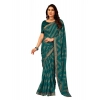Generic Women's Zomto Zig Zag Saree With Unstitched Blouse (Teal Blue, 5-6 Mtrs)