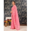 Generic Women's Zomto Checked Saree With Unstitched Blouse (Pink, 5-6 Mtrs)