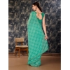 Generic Women's Zomto Checked Saree With Unstitched Blouse (Rama Green, 5-6 Mtrs)