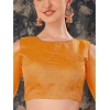 Generic Women's Zomto Checked Saree With Unstitched Blouse (Yellow, 5-6 Mtrs)