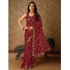 Generic Women's Zomto Zig Zag Saree With Unstitched Blouse (Maroon, 5-6 Mtrs)