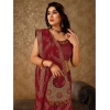 Generic Women's Zomto Zig Zag Saree With Unstitched Blouse (Maroon, 5-6 Mtrs)