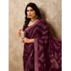 Generic Women's Zomto Zig Zag Saree With Unstitched Blouse (Wine, 5-6 Mtrs)