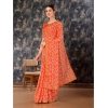 Generic Women's Zomto Printed Saree With Unstitched Blouse (Peach, 5-6 Mtrs)