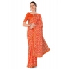 Generic Women's Zomto Printed Saree With Unstitched Blouse (Peach, 5-6 Mtrs)