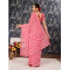 Generic Women's Zomto Printed Saree With Unstitched Blouse (Pink, 5-6 Mtrs)