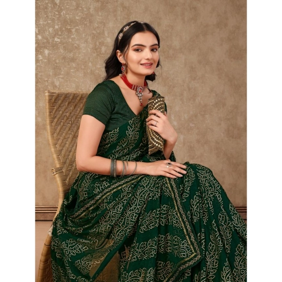Generic Women's Zomto Bandhini Saree With Unstitched Blouse (Green, 5-6 Mtrs) Generic Women's Zomto Bandhini Saree With Unstitched Blouse (Green, 5-6 Mtrs)