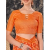 Generic Women's Zomto Printed Saree With Unstitched Blouse (Dark Orange, 5-6 Mtrs)