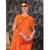 Generic Women's Zomto Printed Saree With Unstitched Blouse (Dark Orange, 5-6 Mtrs)