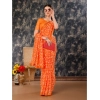 Generic Women's Zomto Printed Saree With Unstitched Blouse (Dark Orange, 5-6 Mtrs)