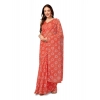 Generic Women's Linen Gola Printed Saree With Unstitched Blouse (Orange, 5-6 Mtrs)