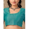 Generic Women's Linen Gola Printed Saree With Unstitched Blouse (Turquoise Green, 5-6 Mtrs)
