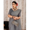 Generic Women's Linen Line Saree With Unstitched Blouse (Grey, 5-6 Mtrs)