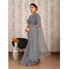 Generic Women's Linen Line Saree With Unstitched Blouse (Grey, 5-6 Mtrs)