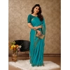 Generic Women's Vichitra Swiroshki Butta Saree With Unstitched Blouse (Turquoise Blue, 5-6 Mtrs)
