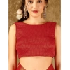 Generic Women's Vichitra Swiroshki Butta Saree With Unstitched Blouse (Red, 5-6 Mtrs)
