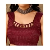 Generic Women's Vichitra Swiroshki Butta Saree With Unstitched Blouse (Maroon, 5-6 Mtrs)