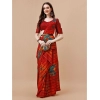 Generic Women's Georgette Floral Printed Saree With Unstitched Blouse (Maroon, 5-6 Mtrs)