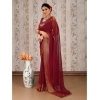 Generic Women's Chiffon Fabric Plain Saree With Unstitched Blouse (Maroon, 5-6 Mtrs)
