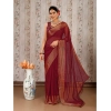 Generic Women's Chiffon Fabric Plain Saree With Unstitched Blouse (Maroon, 5-6 Mtrs)