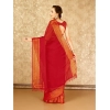 Generic Women's Chiffon Fabric Plain Saree With Unstitched Blouse (Red, 5-6 Mtrs)