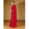 Generic Women's Chiffon Fabric Line Saree With Unstitched Blouse (Red, 5-6 Mtrs)