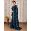 Generic Women's Zomto Laheriya Saree With Unstitched Blouse (Blue, 5-6 Mtrs)