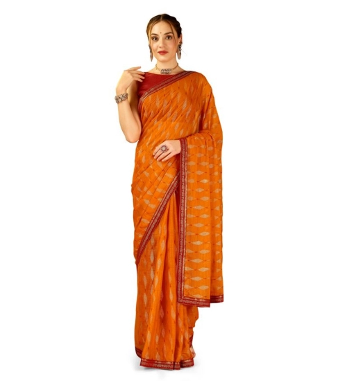 Generic Women's Zomto Laheriya Saree With Unstitched Blouse (Yellow, 5-6 Mtrs)