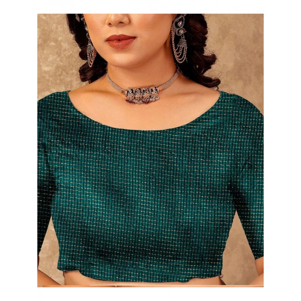 Generic Women's Zomto Zig Zag Saree With Unstitched Blouse (Teal Blue, 5-6 Mtrs) Generic Women's Zomto Zig Zag Saree With Unstitched Blouse (Teal Blue, 5-6 Mtrs)