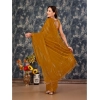 Generic Women's Chiffon Fabric Line Saree With Unstitched Blouse (Mustard, 5-6 Mtrs)