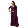 Generic Women's Chiffon Fabric Line Saree With Unstitched Blouse (Purple, 5-6 Mtrs)
