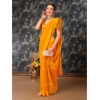 Generic Women's Chiffon Fabric Line Saree With Unstitched Blouse (Yellow, 5-6 Mtrs)