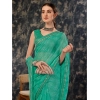 Generic Women's Zomto Checked Saree With Unstitched Blouse (Rama Green, 5-6 Mtrs)