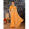Generic Women's Zomto Checked Saree With Unstitched Blouse (Yellow, 5-6 Mtrs)