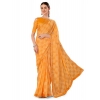 Generic Women's Zomto Checked Saree With Unstitched Blouse (Yellow, 5-6 Mtrs)