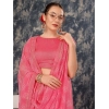 Generic Women's Zomto Checked Saree With Unstitched Blouse (Pink, 5-6 Mtrs)
