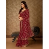Generic Women's Zomto Zig Zag Saree With Unstitched Blouse (Maroon, 5-6 Mtrs)