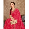 Generic Women's Zomto Zig Zag Saree With Unstitched Blouse (Pink, 5-6 Mtrs)