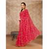 Generic Women's Zomto Zig Zag Saree With Unstitched Blouse (Pink, 5-6 Mtrs)