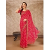 Generic Women's Zomto Zig Zag Saree With Unstitched Blouse (Pink, 5-6 Mtrs)