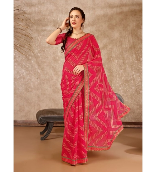 Generic Women's Zomto Zig Zag Saree With Unstitched Blouse (Pink, 5-6 Mtrs) Generic Women's Zomto Zig Zag Saree With Unstitched Blouse (Pink, 5-6 Mtrs)